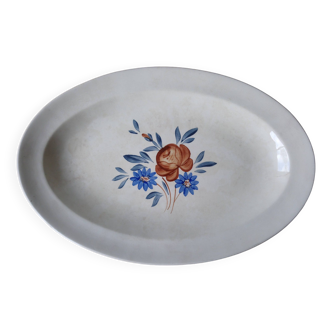 Oval dish floral decoration Digoin Sarreguemines