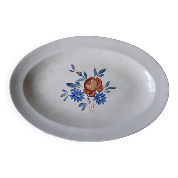 Plat ovale décor floral Digoin Sarreguemines