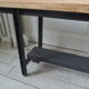 Bench metal structure and cross slate gray wood, waxed seat medium oak.