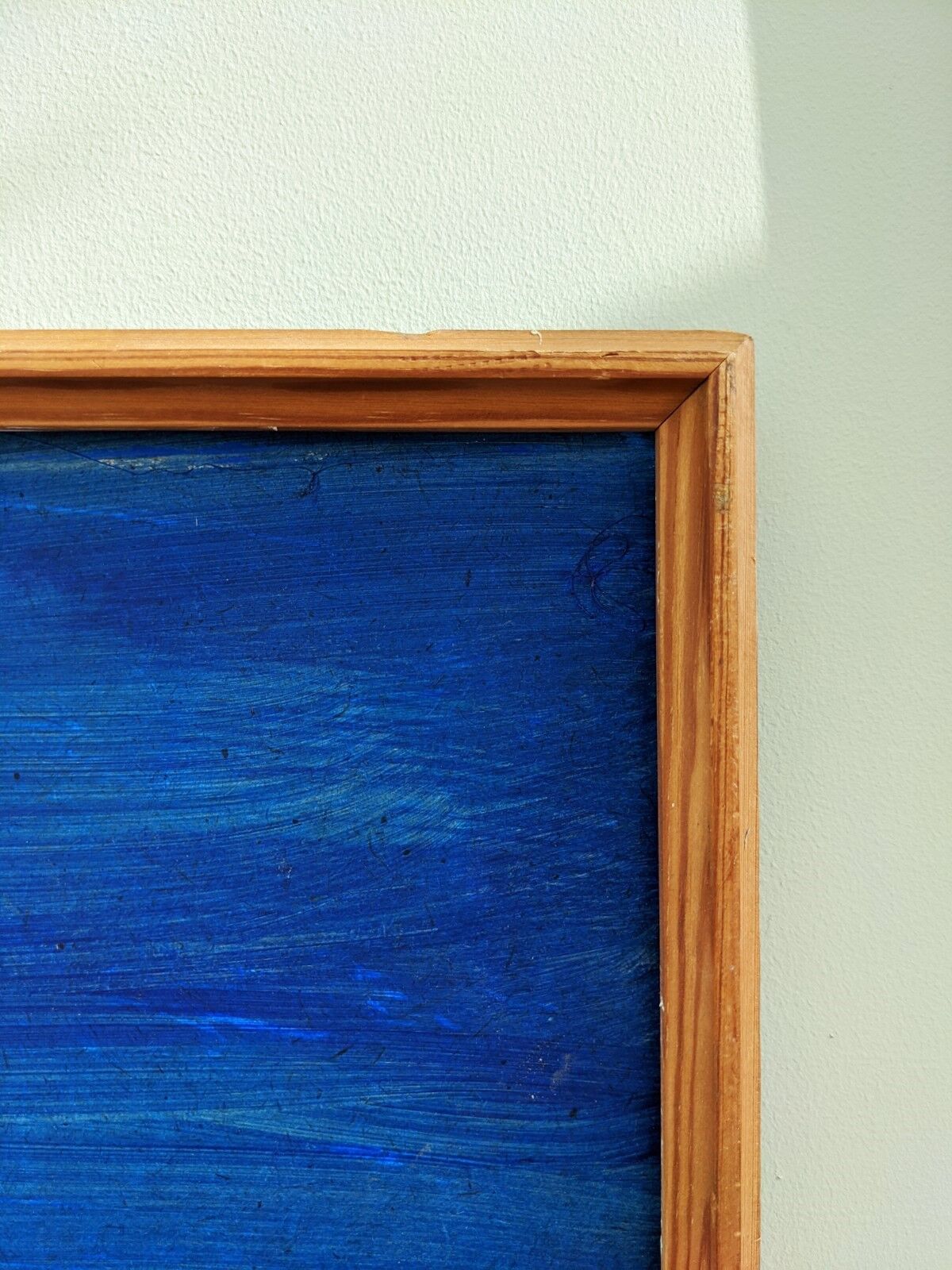 'blue soul' - vintage mid century abstract framed oil painting