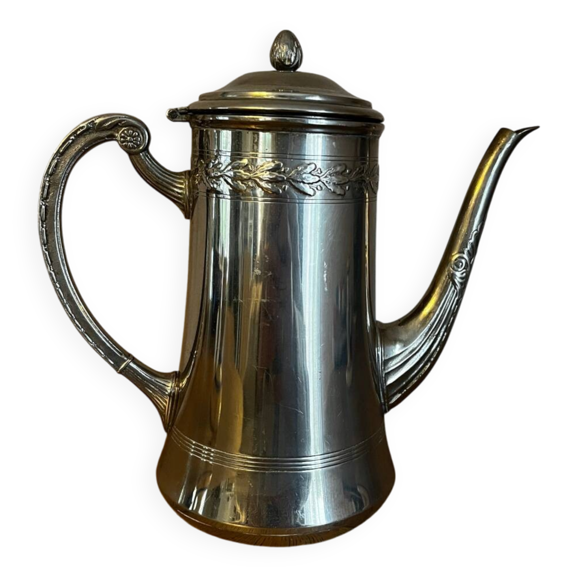 Ancienne cafetière à col de cygne en métal argenté – estampillée N.G.