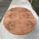Extendable round dining table with central leg renovated in raw wood 205cm