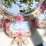 Exceptional Vintage Pink Murano Glass Wall Mirror
