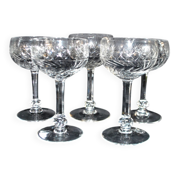 Saint-Louis set of 5 crystal wine glasses model 1930 Metra size 4593