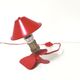 Vintage mushroom spot lamp with red metal clip