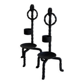 Bougeoirs vintage en métal noir – Fer forgé torsadé