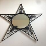 Miroir rond en fer forgé à forme d'étoile