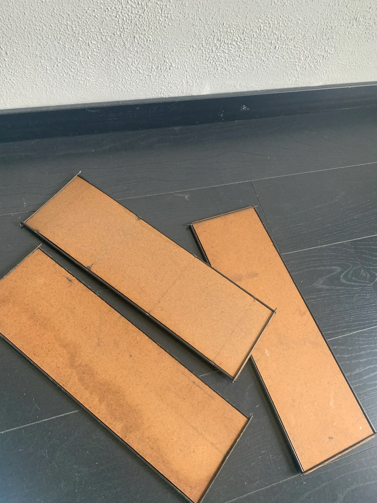Vintage 1960 String wall shelf in golden wood - 60 x 50 cm