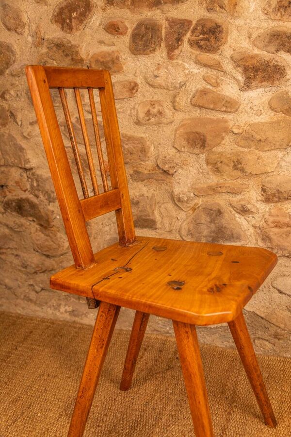 Chaise de Ferme Alsacienne du XIXe Siècle, Finition Cirée