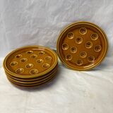 Set of 6 snail ceramic plates
