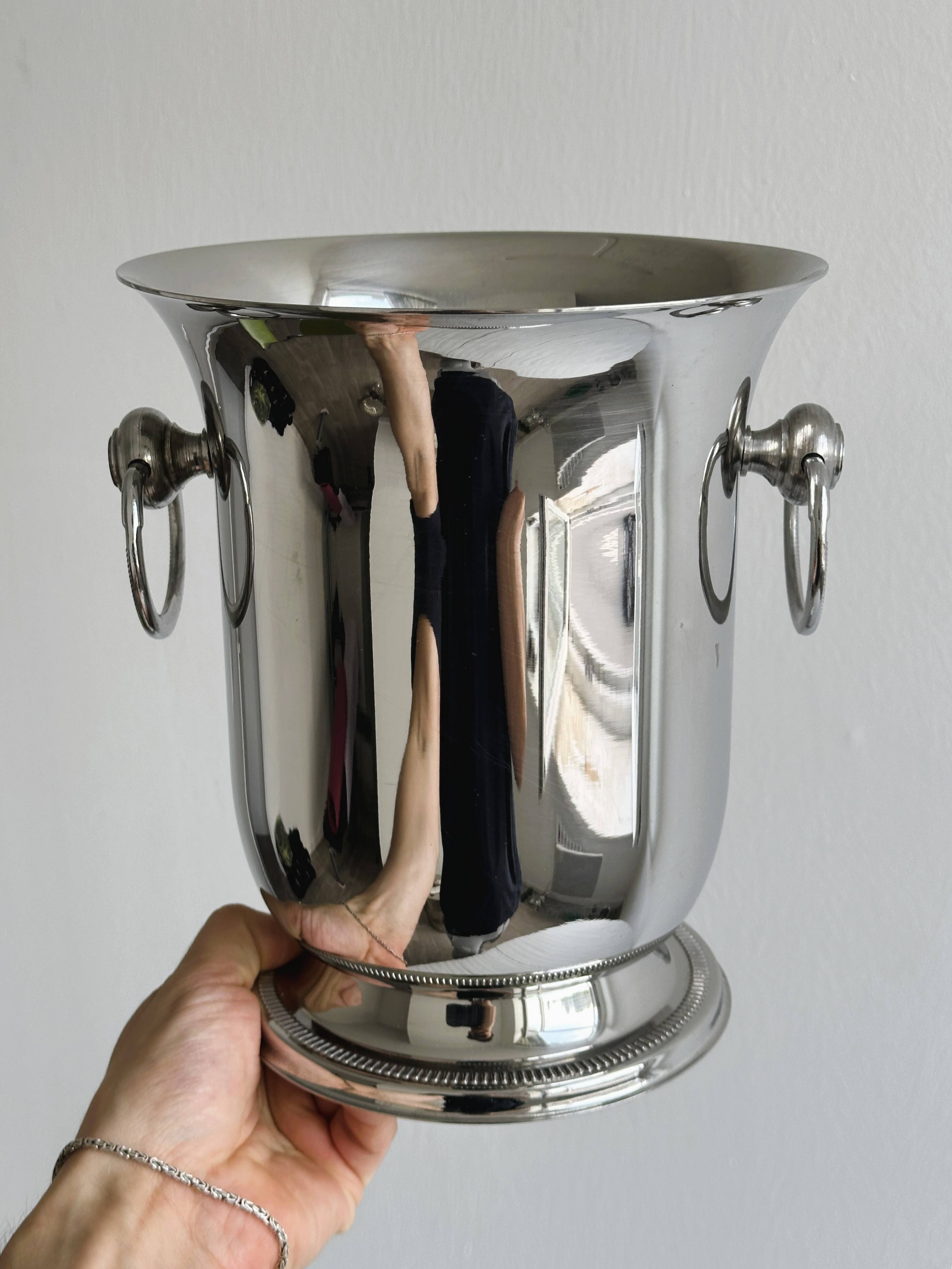Seau à champagne vintage en métal brillant