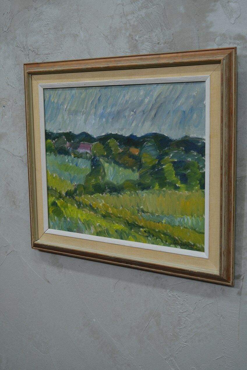 Knut lindström, swedish modern painting, 1954, oil on canvas, framed