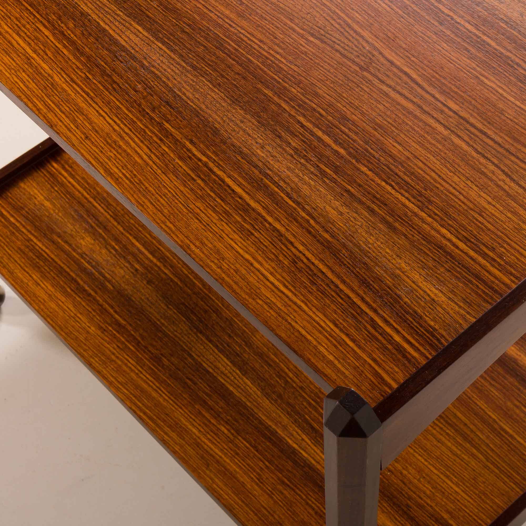 Italian mid century bar trolley, serving cart in rosewood, 1960s