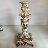 Pair of large old Rouen candlesticks