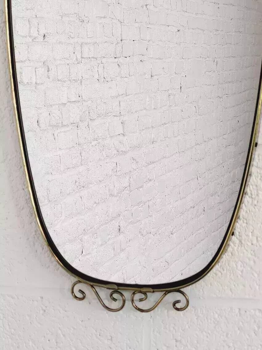 50s-60s freeform rearview mirror on brass frame