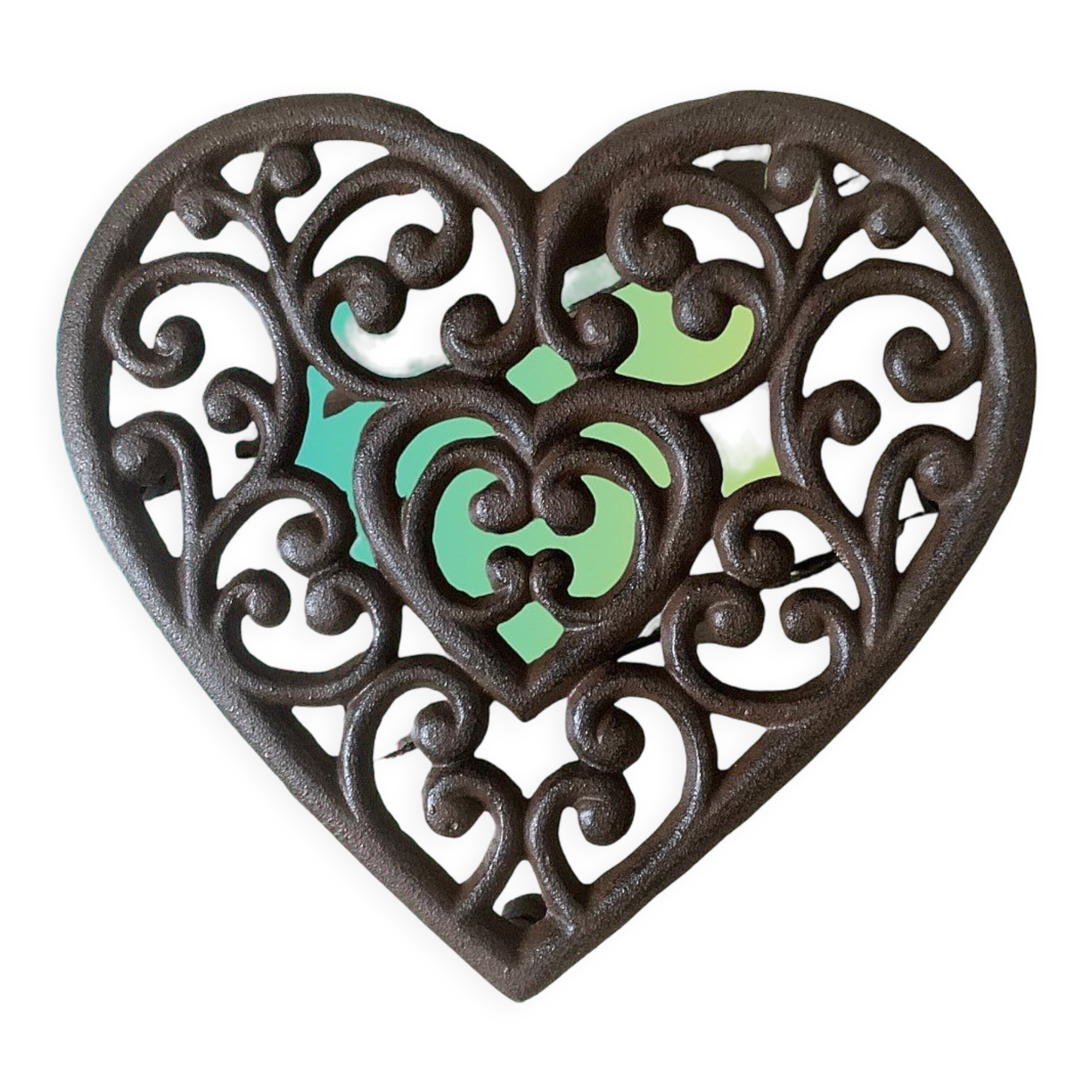 Cast iron heart trivet