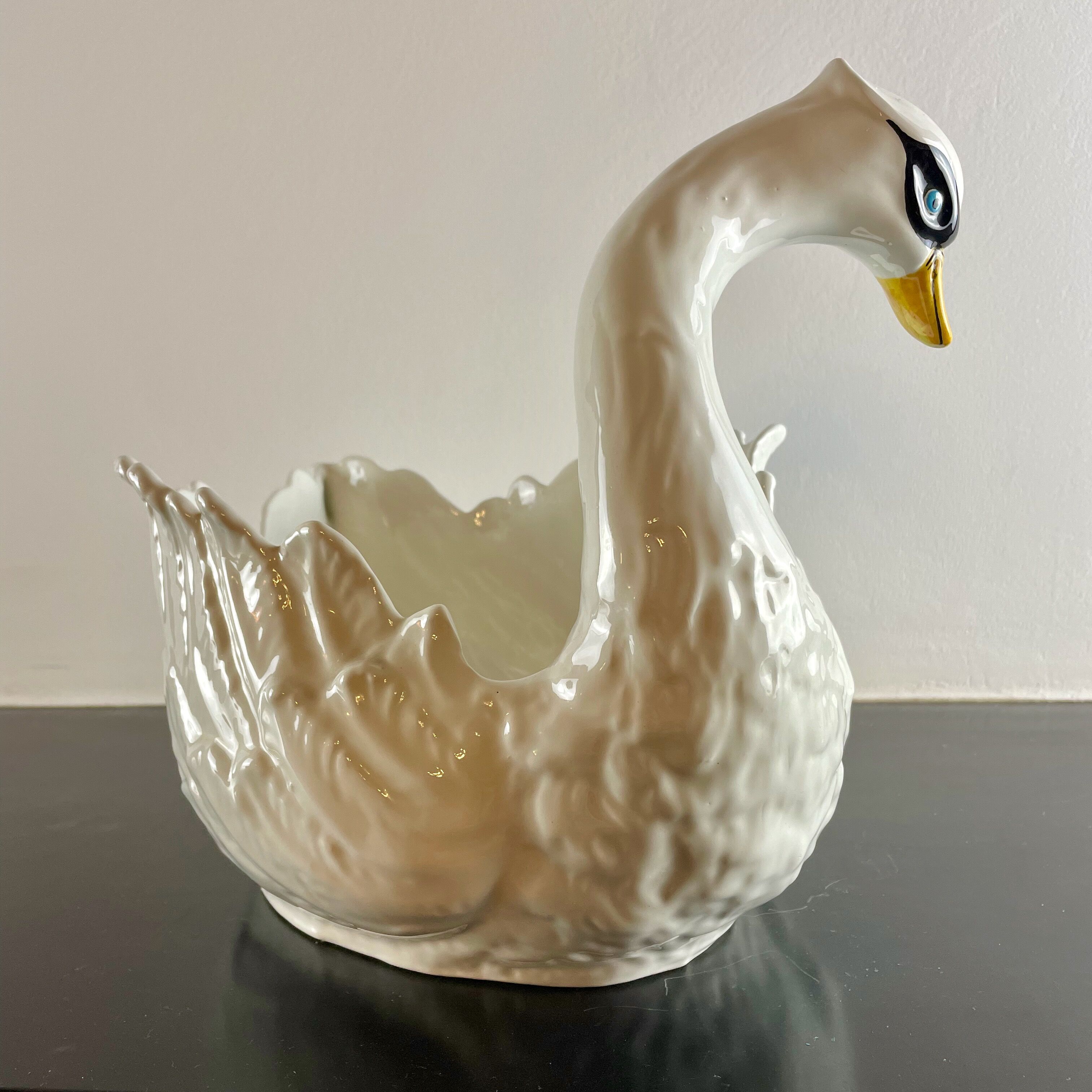 Swan ceramic planter from Bassano, Italy, circa 1970