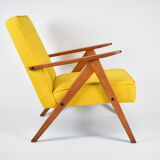 Armchair compas, renovation, yellow, teak