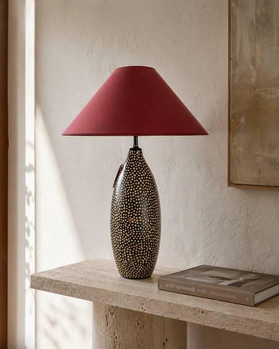 Chulucanas handcrafted ceramic table lamp, Peru, dated 2005