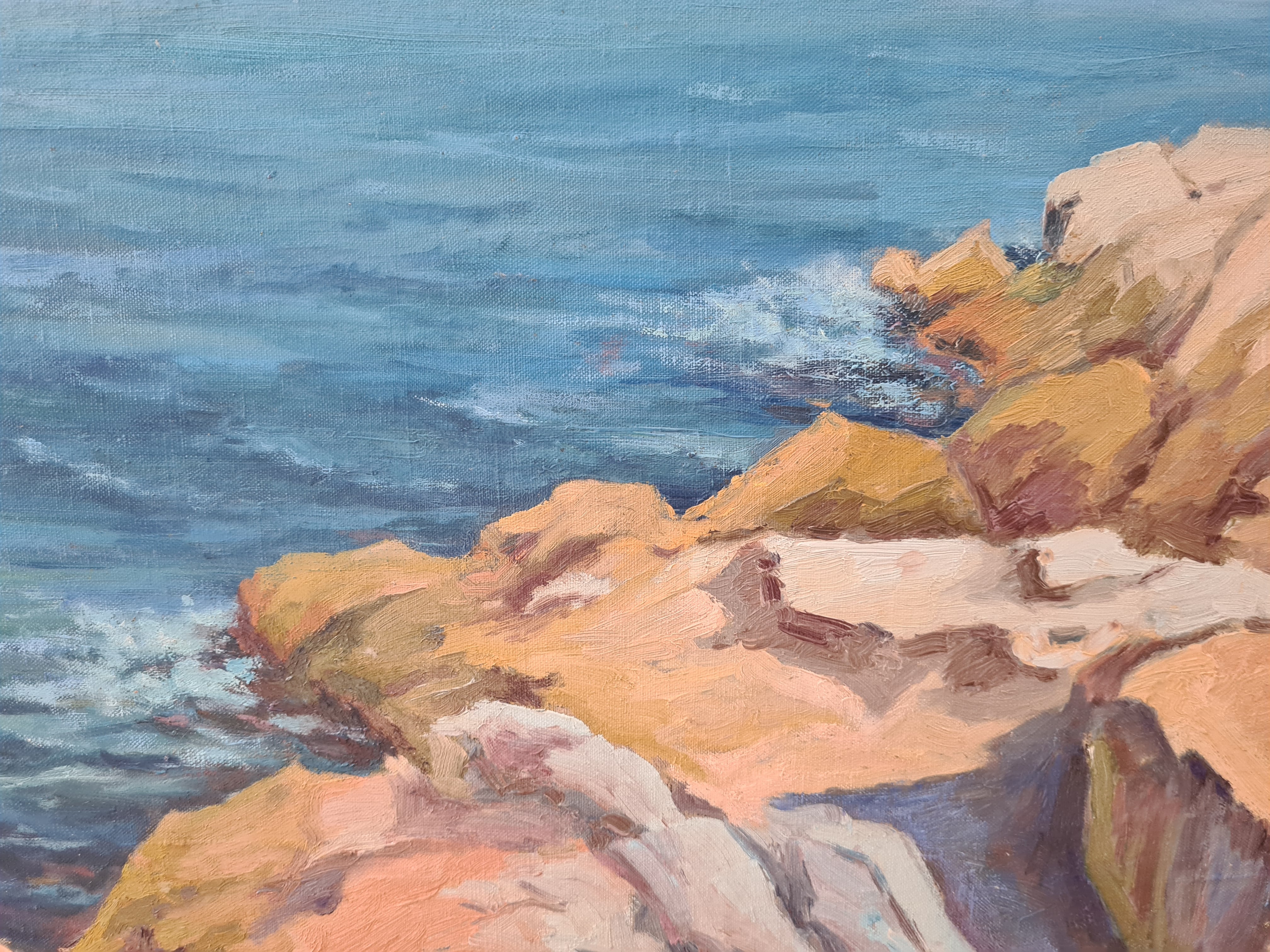 Les Calanques - Rochers à la Madrague (Marseille) - Oil on canvas signed