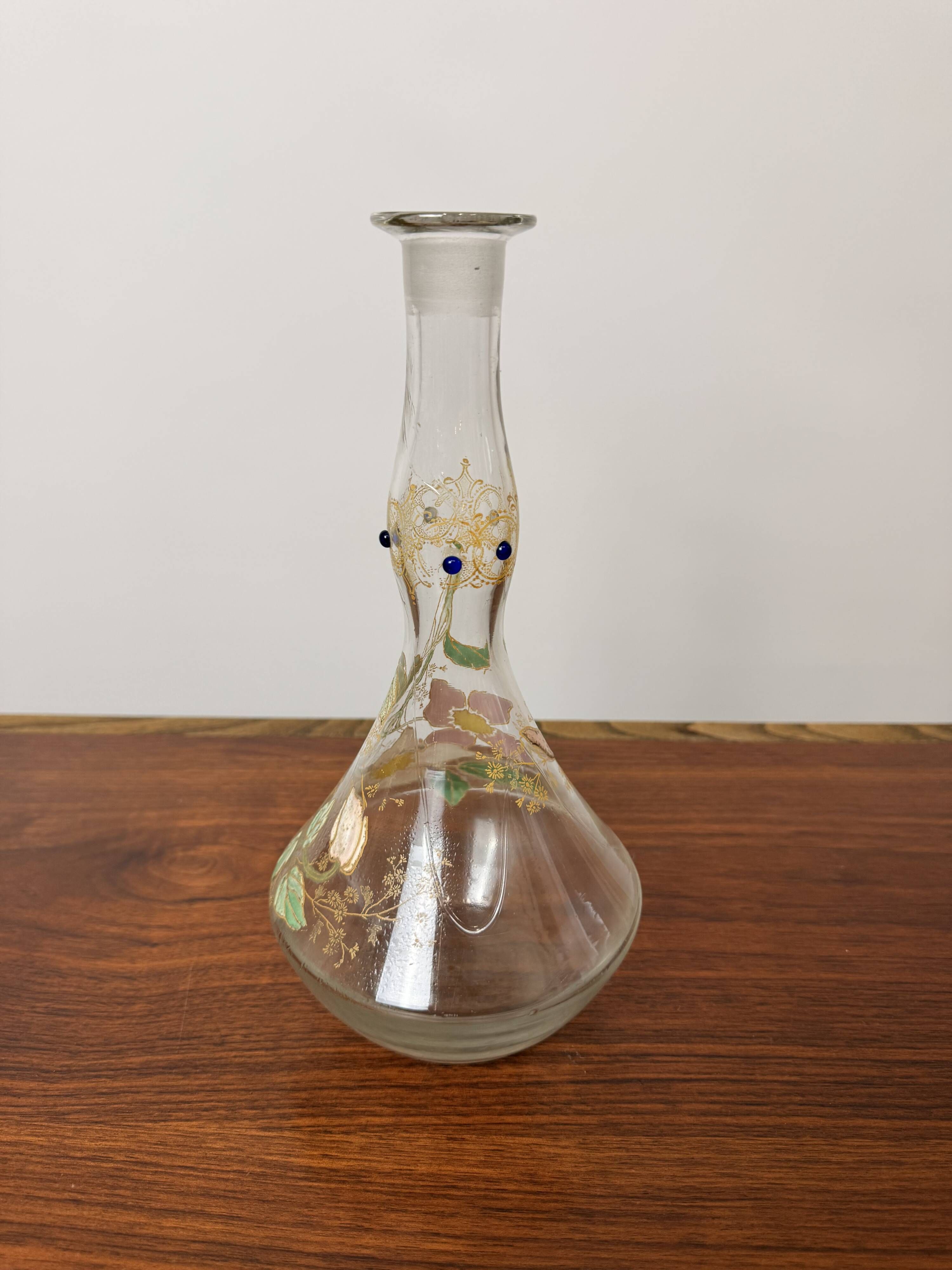 Antique Legras carafe – Enamelled glass with floral decoration – Art Nouveau