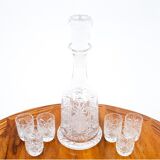 Crystal decanter with glasses, Poland, 1960s