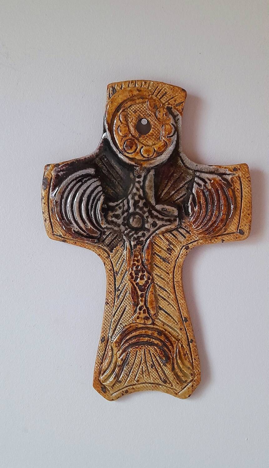 Cross in pyrite sandstone Corsica 70s