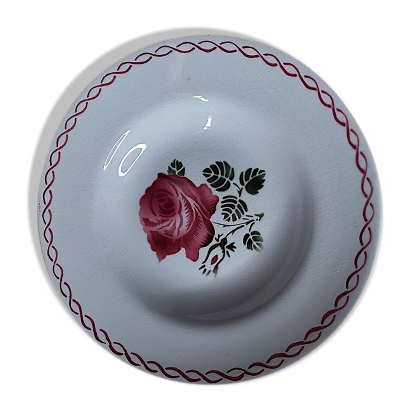Plate Hollow Style décor Badonviller Old Red Flower dp 112144
