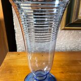 Blue glass vase silver decoration