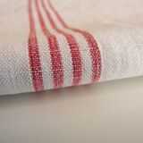 Old Lin towel, 4 red stripes, MG monogram, handmade