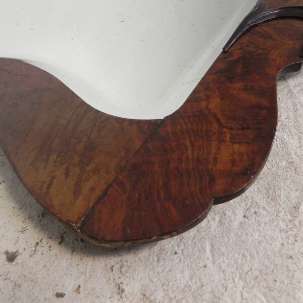 Romantic mirror with faceted glass in a walnut frame, 1942