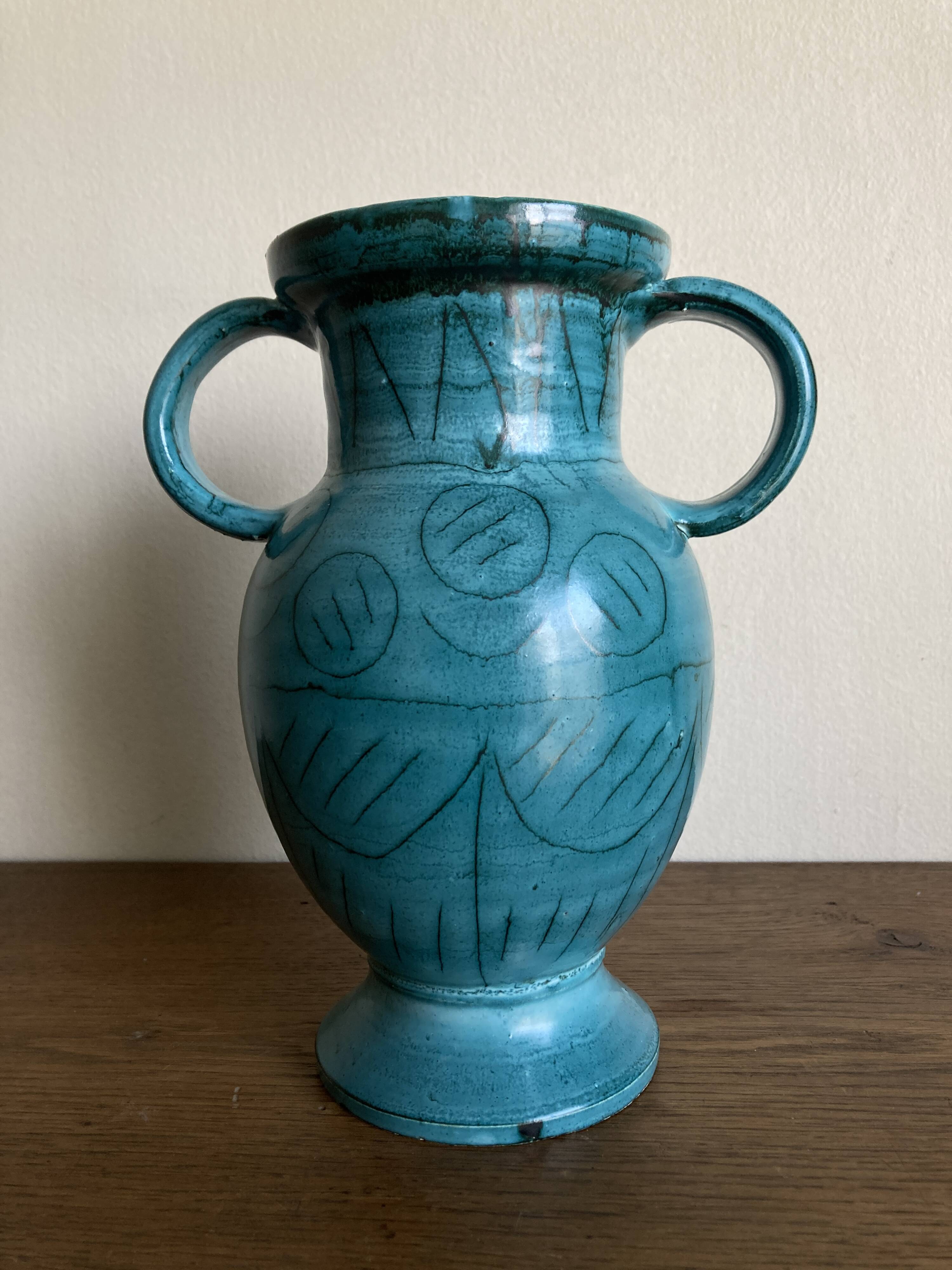 Neoclassical glazed earthenware vase, 1970
