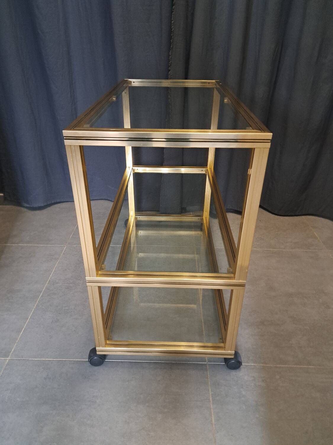 Pierre Vandel serving trolley in gold aluminum