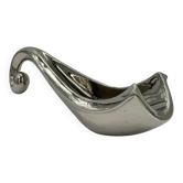 Coupe de centre de table vintage en métal argenté sculptural avec poignée en volute