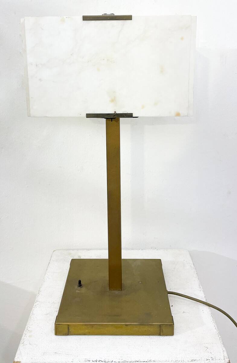 Mid-century modern table lamp marble and brass