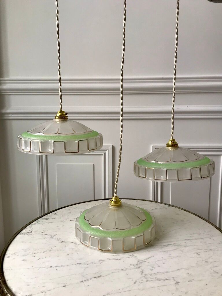 3 green granite glass suspensions 50-60s