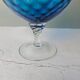 Blue blown glass vase on a stand, Empoli art.