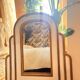 Miroir monumental Hollywood Regency tropical en canne de bambou, atr