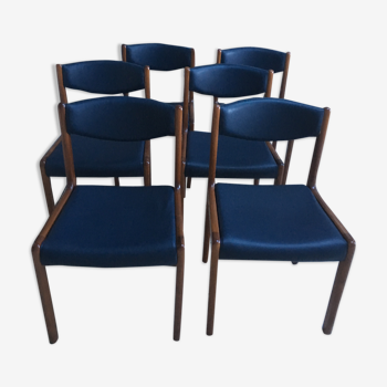 Série de 6 chaises teck simili cuir