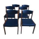 Set of 6 chairs teak leather