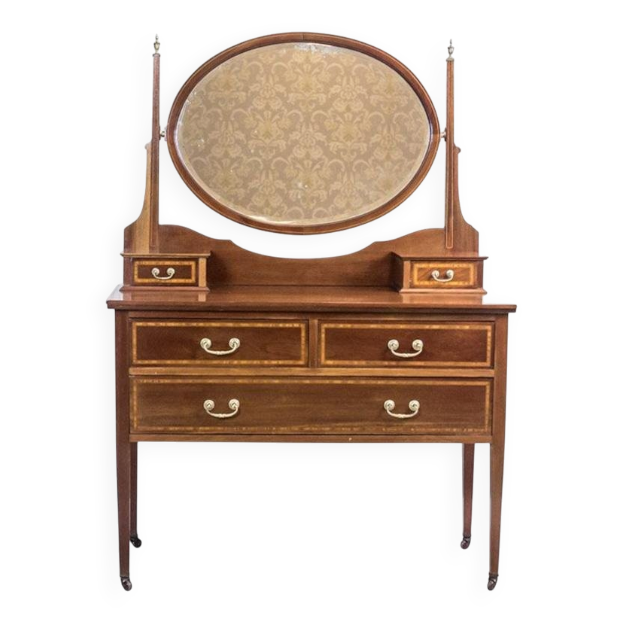 Antique English Softwood and Mahogany Veneer Vanity Table by Maple & Co., 1890s