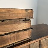 Large English sideboard, dresser, solid oak buffet George II 18th century.