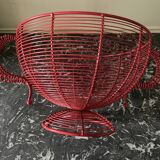 Red wired metal fruit basket