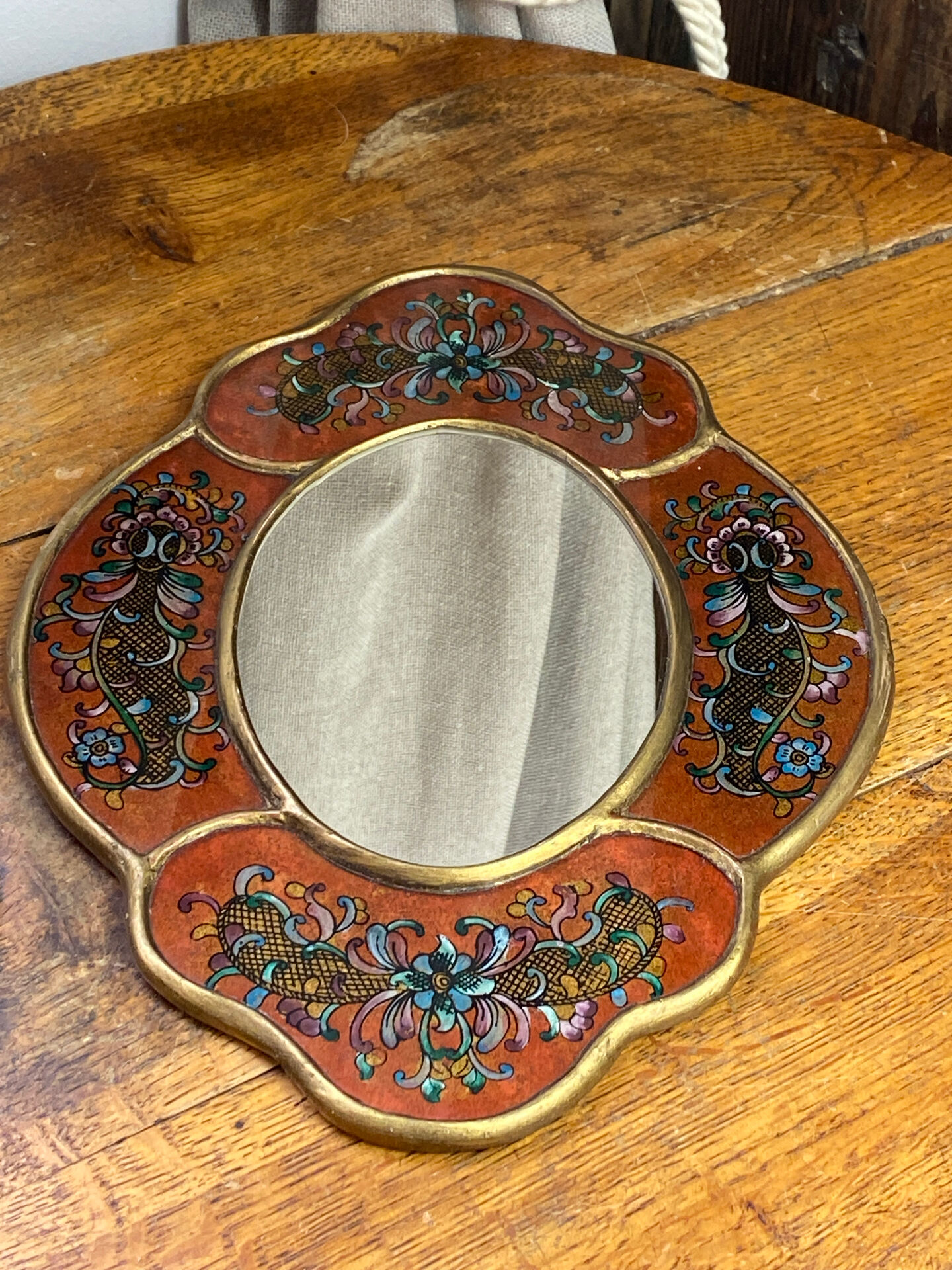 Miroir péruvien en bois et verre