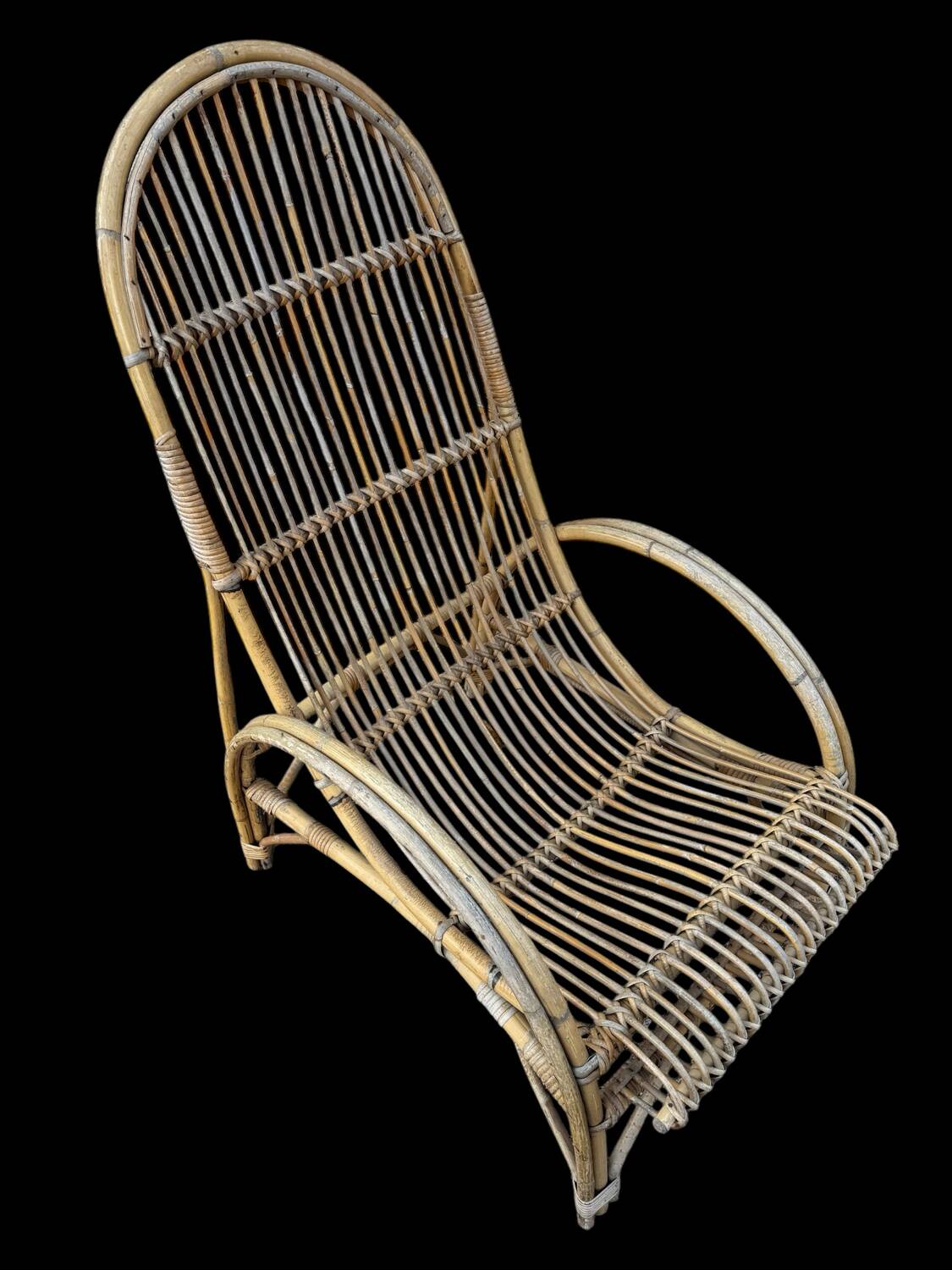 Huge pair of rattan armchairs from the 50s, South of France