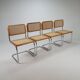 Set of 4 Tubular Frame and Cane Cantilever dining chairs, Italy, 1970s