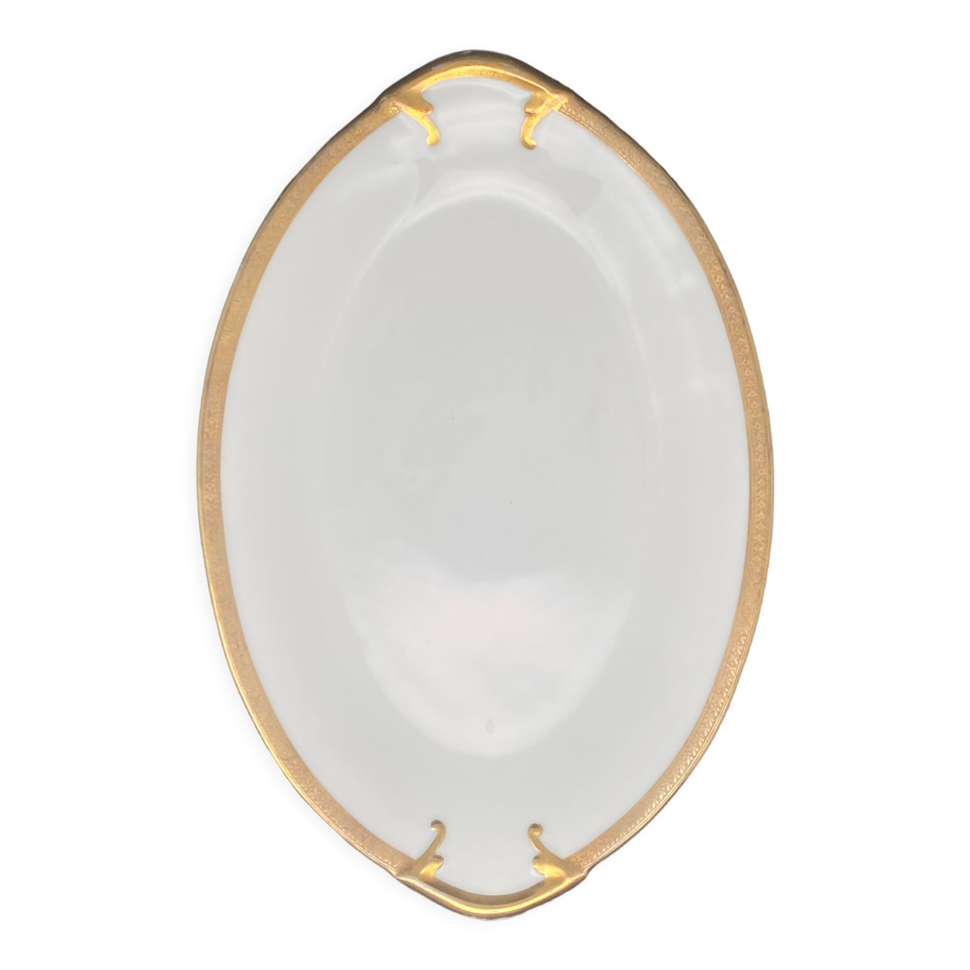 Oval flat Limoges golden tower