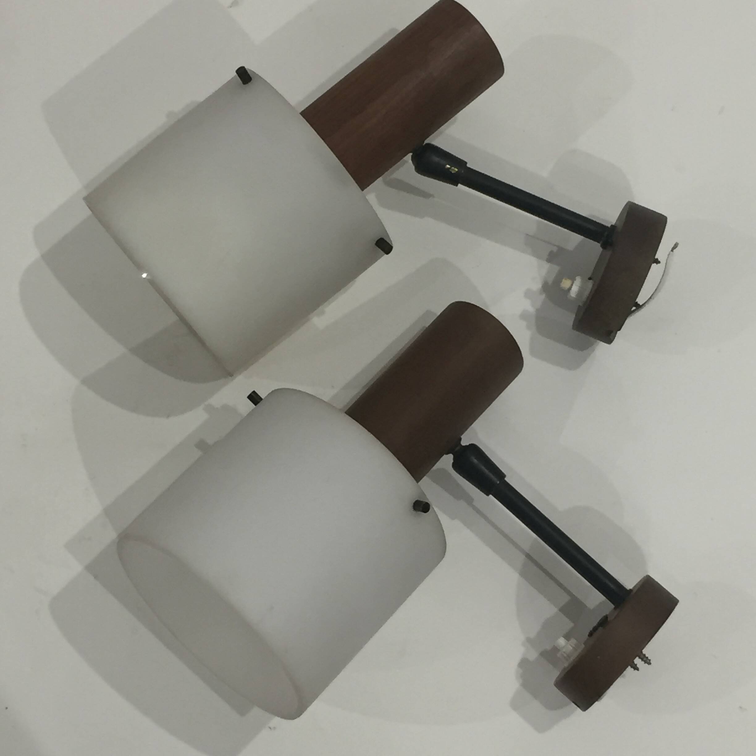 pair of Italian teak wall lights