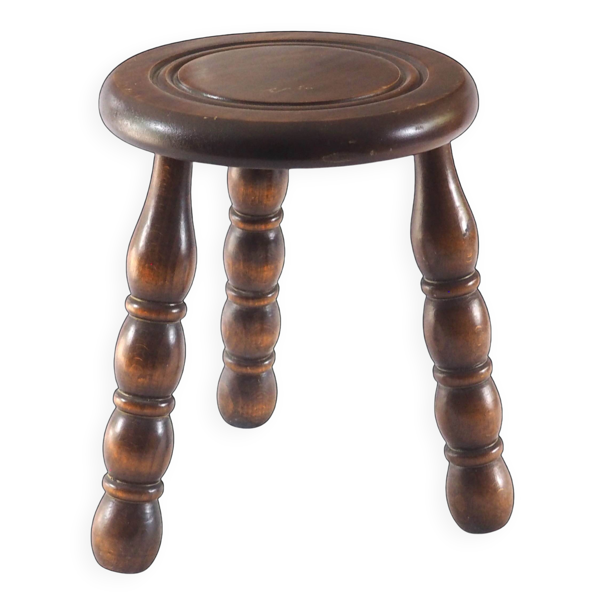 Tabouret tripode bois perlé