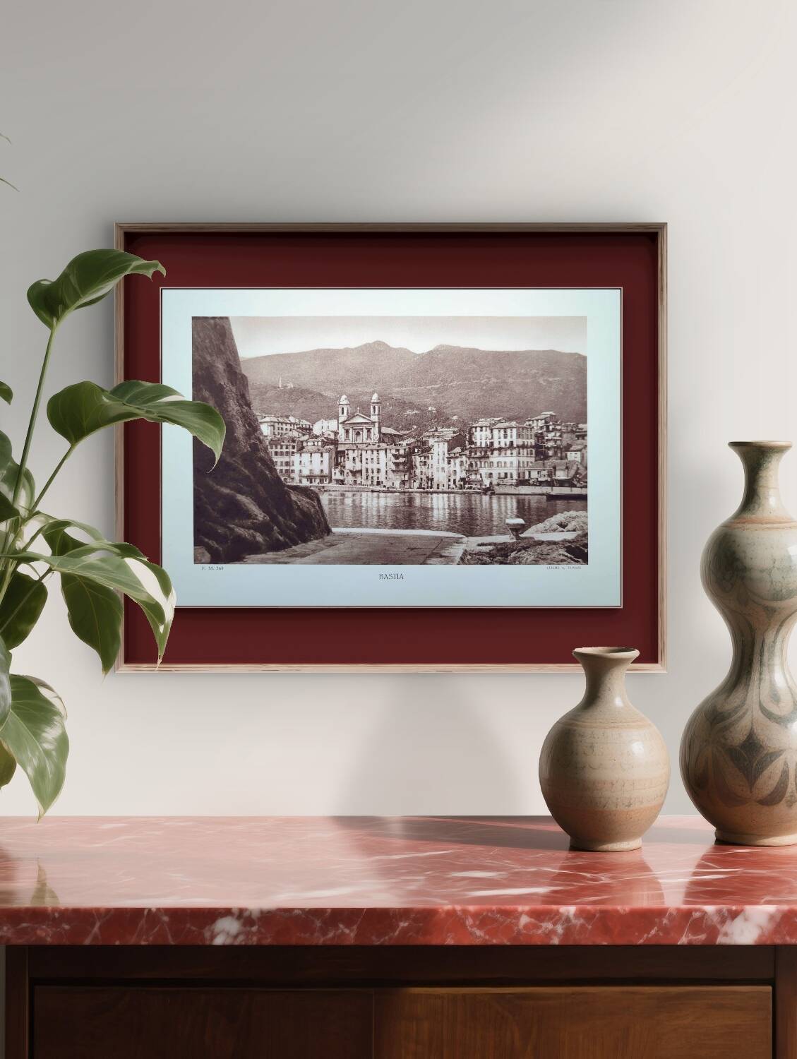 Bastia, vintage Corsica, photo plate printed in 1935.